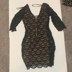 Guess Black and Tan Lace Dress